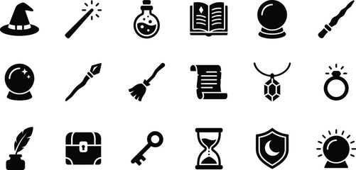 Halloween magic icons set isolated on transparent background © mst