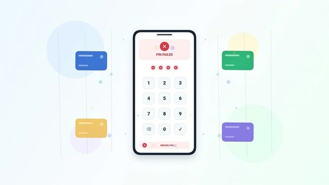Smartphone PIN Entry Interface Animation with Error Alert