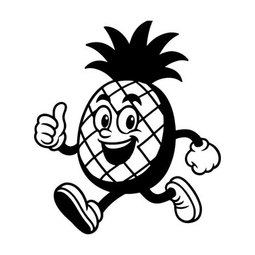 Running pineapple fruit mascot character clipart cartoon illustration