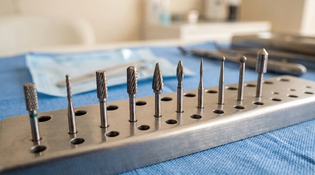 Close Up Of Dental Drill Bits In Clinic