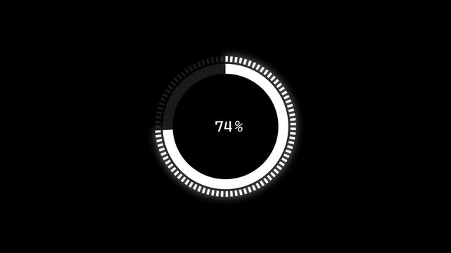 Circular progress indicator showing percentage animation, Modern digital loading design and glowing ring animated
