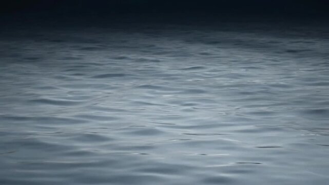 A serene video of ocean waves gently moving in the dark water