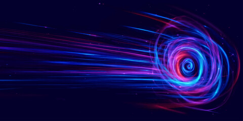 Abstract Blue Fractal Spiral Background with Glowing Swirl Energy, Futuristic Space Galaxy Wave Pattern and Technology Light Texture Wallpaper Design © pixel