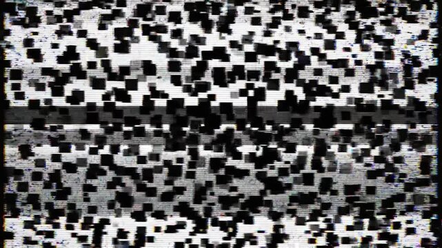 Static Interference A visual representation of a disrupted signal characterized by a chaotic pattern of black and white pixels and horizontal lines