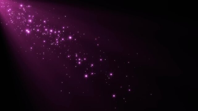 shiny stars glitter and particles corner falling and light flare animation, abstract pink new year and christmas stream, social media motion background