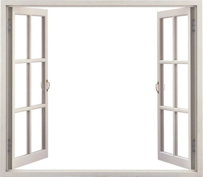 open window on white background