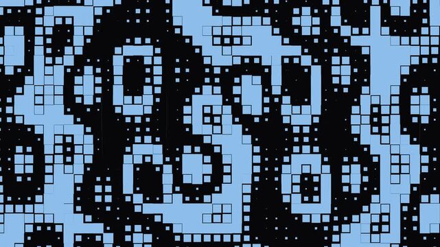 Abstract blue and black pixelated mosaic pattern