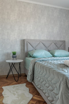 Modern Bedroom Interior with Double Bed and Bedside Table