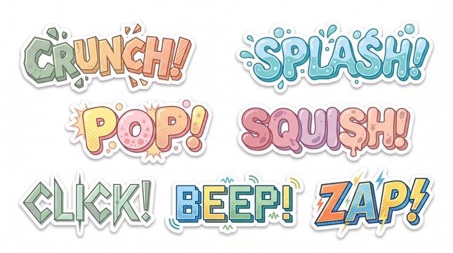 Set of Pastel Slang Stickers in Comic Speech Bubbles for Social Media and Chat Communication, Trendy Gen Z Expressions on White Background with Vibrant Gradient Effect