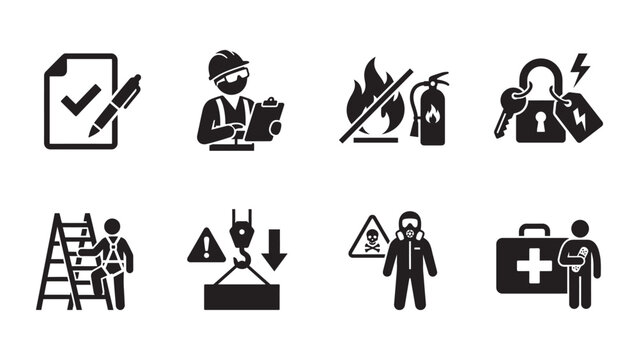 Set of Occupational Health and Safety Icons.