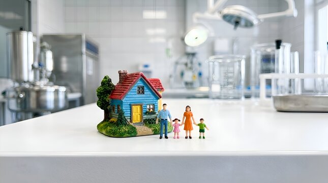 Family Home in Futuristic Medical Lab - Healthcare, Science, Future