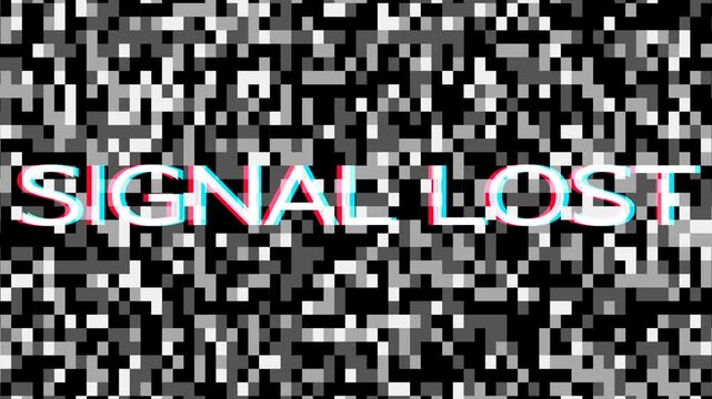Signal lost message displayed on static television screen