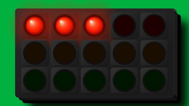 Race Start Lights Countdown Sequence - Green Go Lights Illuminate
