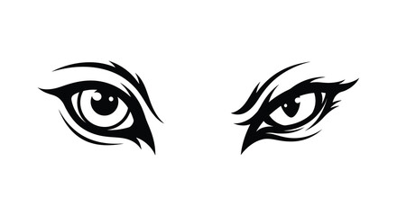 Two stylized feline eyes with sharp features depicted as a black silhouette eye cat animal mammal wildcat predator © Mama