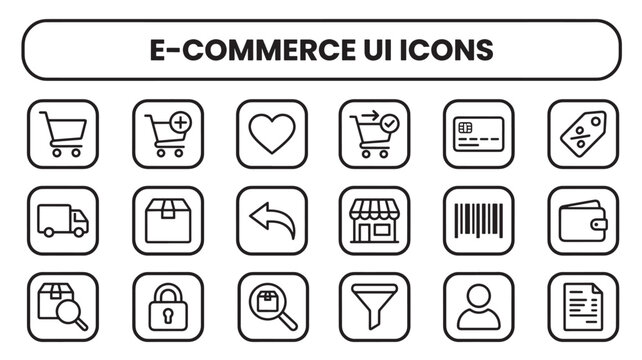E commerce UI Icons Set for Online Shopping and Retail Mobile Apps