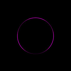 Fototapeta premium Purple Neon Glowing Circle Ring on Black Background, Futuristic Abstract Light Design
