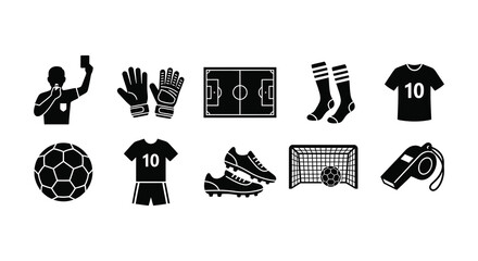 Soccer Icons Set Black Silhouette On White Background © Arif Hossain
