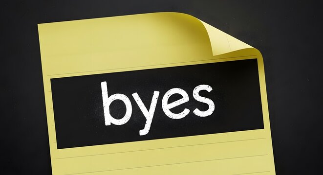 Yellow notepad with the word bytes written on a black strip