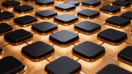 Obraz premium Luxury Black and Gold Geometric Hexagon Wall 