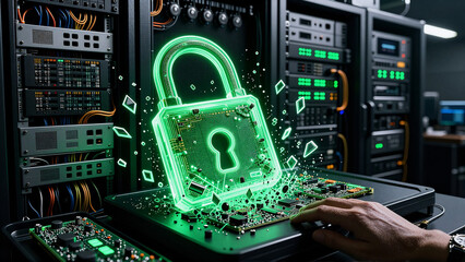 Fototapeta premium Cybersecurity Infrastructure Protection and Digital Data Security