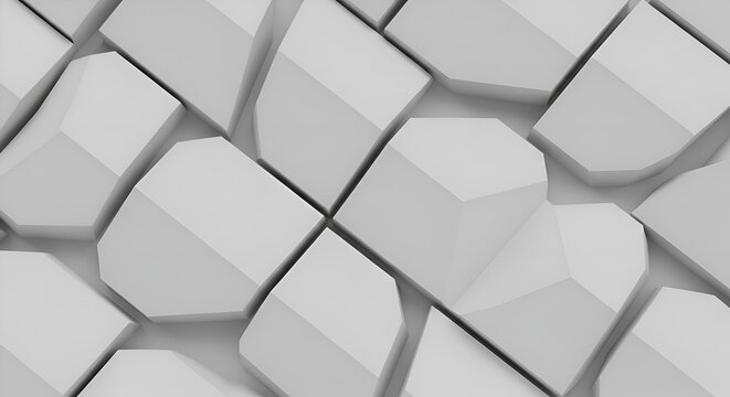 Abstract geometric 3D pattern, white polygon shapes background