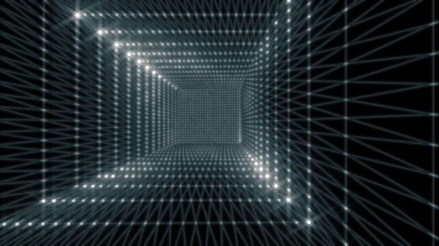 Liminal space corridors geometric with futuristic lighting