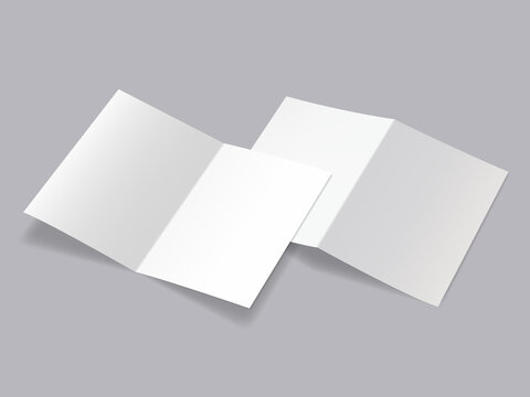 Mockup of blank bifold brochure or booklet. The brochures are shown open, displaying the inside pages for your design; suitable for creating corporate brochures, greeting cards, menu or invitations.