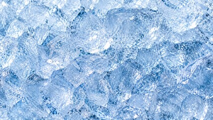 Naklejka premium Close-up texture of crystal clear crushed ice pieces filling the frame