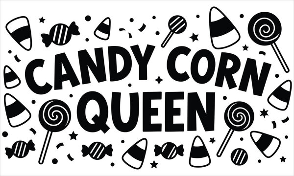 Halloween typography candy corn queen graphic