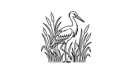 Naklejka premium Detailed illustration of a Heron bird.