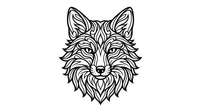 Detailed illustration of a wolf head.