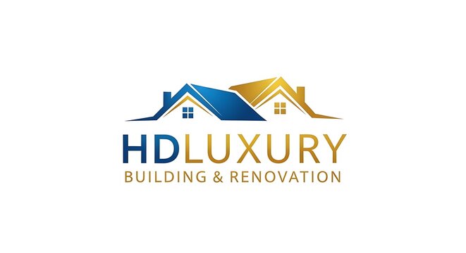 HDLUXURY Building Renovation logo with blue and gold houses