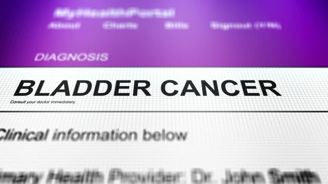 Camera Slides Across Generic Health Portal with Bladder Cancer Diagnosis