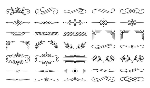 Vintage flourishes and swirls collection decorative design elements