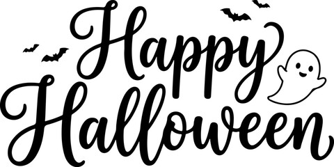 Happy halloween greeting with ghost and bats © TaraSana