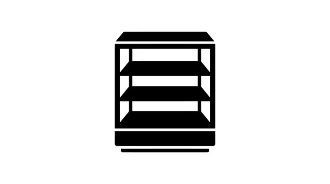 Black bakery display case icon on white background.