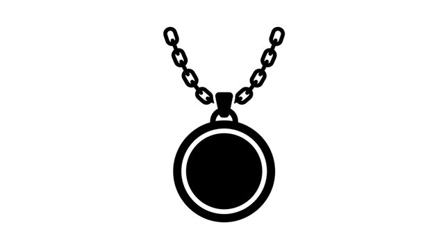 Black circular locket pendant necklace silhouette icon.