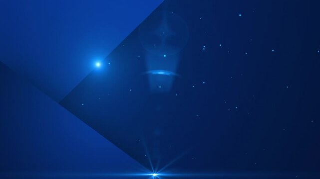 Abstract Corporate Layered Blue Background with Moving Light Flare, Lens Glare, and Particle Dust Star Loop Animation 4K