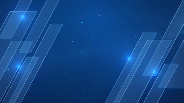 Abstract Corporate Technology Blue Background with Angled Slanted Glass Panels and Particles Frame Loop animation 4k.