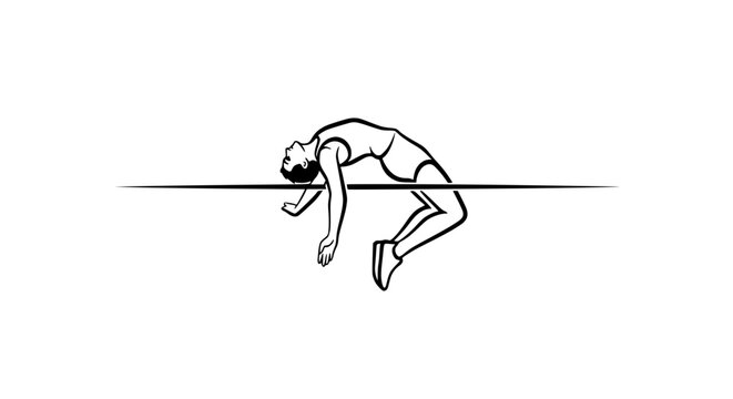 High Jump Athlete Leaping Over Bar in Silhouette Style
