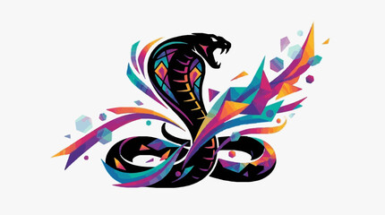 Colorful abstract illustration of a running horse with flowing mane. © Mawar