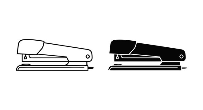 Vector illustration of stapler icon set, office stationery tool, vector illustration on a transparent background