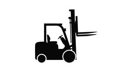 Forklift Silhouette Against A White Background Industrial Equipment Illustration © Bristy
