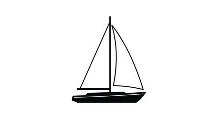 Sailboat Silhouette Against A White Background Minimalist Nautical Design © Bristy