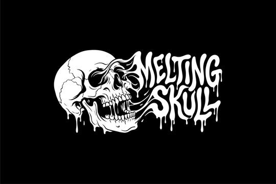 Melting skull with dripping effect.