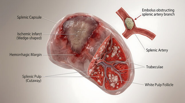 Transparent Human Spleen with Malarial Splenomegaly and Plasmodium Parasite Infection