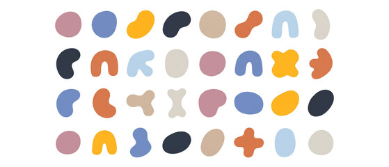 Fototapeta premium Earthy Abstract Blob Shape Collection, Modern Boho Organic Forms, Minimalist Pastel PNG Element Set
