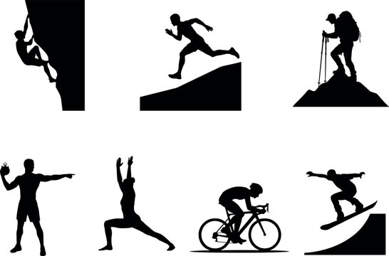 A black silhouette vector showing dancers in various styles including ballet, breakdance, contemporary, folk, and ballroom. Perfect for performing arts, cultural projects, entertainment design