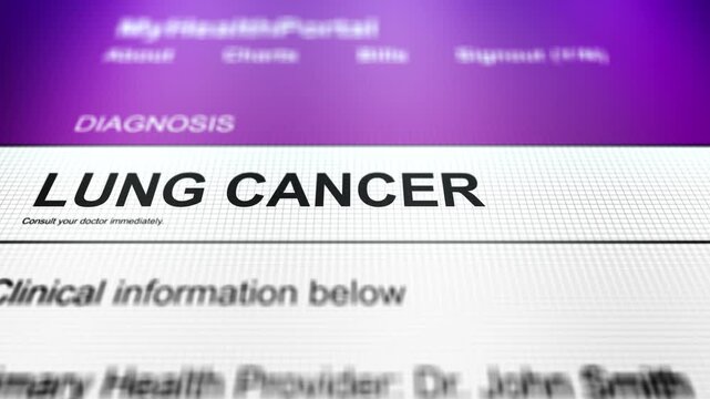 Camera Slides Across Generic Health Portal with Lung Cancer Diagnosis