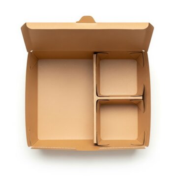 Brown cardboard food box with compartments
